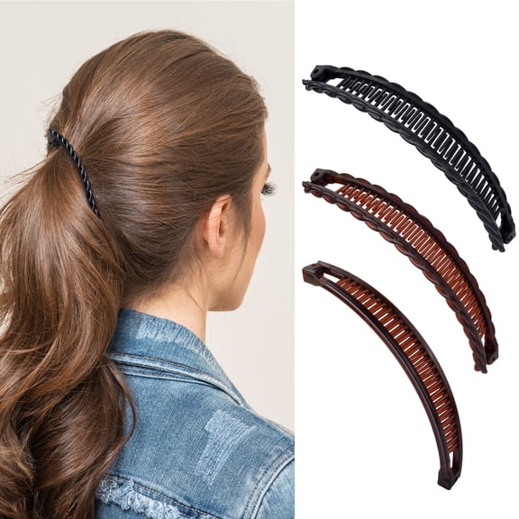Tumao 3pcs Banana Hair Clips, Fish Clips, Classic Double Combs Hairpin Accessories for Women Girls Thick and Fine Hai