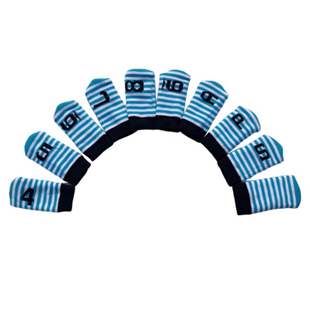10x Golf Irons Headgear Sock Sleeve Protector Wedge Iron Cover Número Bordado - Azul 10x5cm Sunnimix Cubierta de la cabeza del club de golf