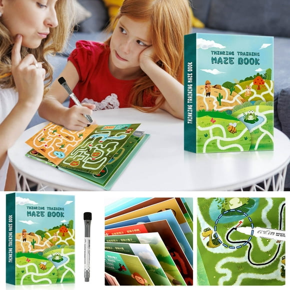 Pisexur Baby Toys Highlights Amazing Maze Book Maze Book For Children Aged 3-6, 12 Pages, Erasable, Logical Thinking Puzzle Book Board Game, 10ml Baby Dolls,Car Toys for 3-5 Years Boys Girls