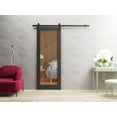thumbnail image 3 of Sturdy Barn Door 32 x 96 inches | Lucia 2166 Matte Black Clear Glass | 6.6FT Rail Hangers Heavy Hardware Set | Solid Panel Interior Doors, 3 of 7