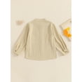 thumbnail image 6 of BemeyourBBs Kids Toddler Baby Boy Cotton Linen Dress Shirt Boys Long Sleeve Button Down Shirts Mandarin Collar Henley Shirts with One Pocket 3 4 5 6 7 8 Years, 6 of 9