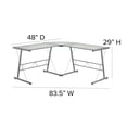 thumbnail image 3 of Scranton & Co Tempered Glass Silver Computer Desk L-Shaped Contemporary 59" Unassembled, 3 of 4