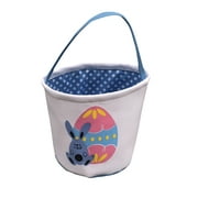 Diahey Easter Basket Holiday Rabbit Bunny Printed Canvas Gift Carry Candy Bag
