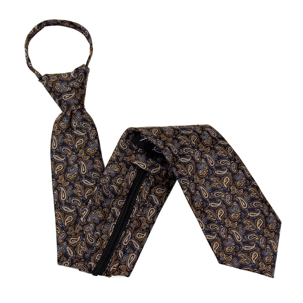 Mens Gray and Black Zipper Ties Pre Made Ties