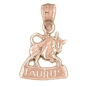 14K Rose Gold Zodiac - Taurus Pendant - 20 mm