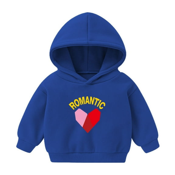 Avrntaa Sweatshirts Girls - Kids Fleece Hoodies Baby Girl Heart Print Pullover Tops Toddler Sweatshirt Blue Sweatshirt Size 6Y