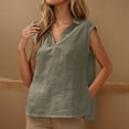 thumbnail image 3 of Mittory Cotton Linen Shirts for Women Sleeveless Collared Tank Tops Blouses Work Shirts V-Neck Casual Summer Tshirt, 3 of 8