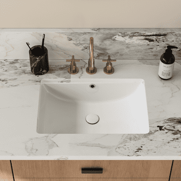 Los Flexi 22" x 16" Rectangular Undermount Sink with Overflow, White Vitreous China Bathroom Vanity Sink