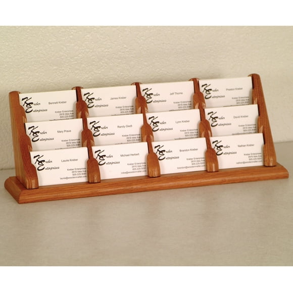 Tarjetero de madera para mostrador con 12 bolsillos, roble mediano Wooden Mallet BCC4-12MO