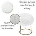 thumbnail image 3 of Vanity Seat, Round Faux Fur Foot Stool Ottoman, Fluffy Makeup Seat with Soft Compact Padded and Pale Gold Metal Legs for Bedroom, Living Room, Office, Kids Room, White, 3 of 5