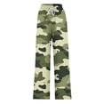 thumbnail image 4 of Zpanxa Women's Printed Wide Leg Pants with Drawstring Waist and Pockets Comfort Fit Full Length Casual Trousers for Everyday Wear Army Green S, 4 of 5