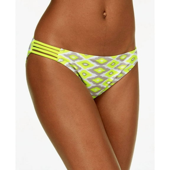 Hula Honey A Must Have Ikat-Print Strappy Hipster Bikini Bottoms Lemon L