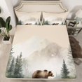 thumbnail image 2 of Manfei Wildlife Bear Print Bed Sheets, Jungle Pine Tree Plant King Sheets, Countryside Animal Sheet Set, Lightweight Room Decor, 4 Pieces, 2 of 7