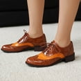 thumbnail image 2 of Modisza Women's Leather Oxfords Perforated Lace Up Dressy Shoes Slip on Low Heel Work Business Shoe Comfortable Walking Loafers Brown Size 5.5, 2 of 7