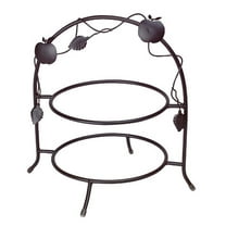 Renovators Supply Black Forged Iron Fancy Decorative Dinner Plate Holder Two Racks 13" x 15" Centerpiece for Fine China Storage