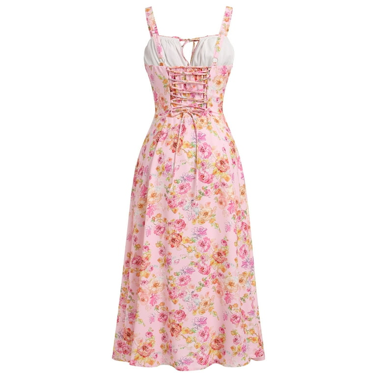 IBTOM CASTLE Women Floral Corset Dress Sleeveless Square Neck Spaghetti Straps Dress Boho Holiday Flowy Midi Bustier Sundress M Pink Floral - Walmart.com IBTOM CASTLE Women Floral Corset Dress Sleeveless Square Neck Spaghetti Straps Dress Boho Holiday Flowy Midi Bustier Sundress M Pink Floral - Walmart.com