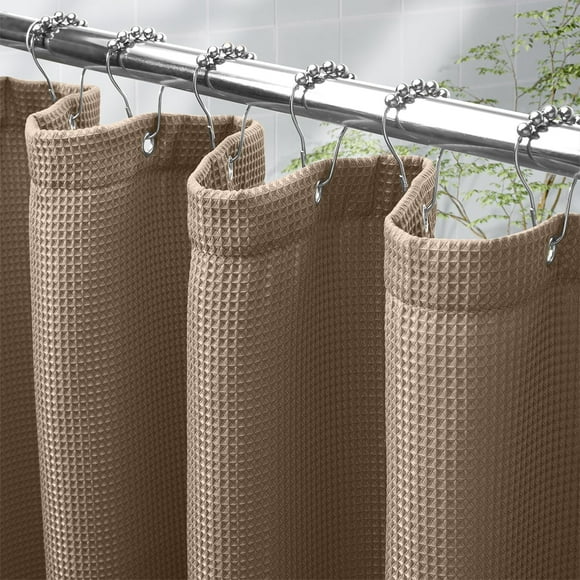 Cortina de ducha AmazerBath, color topo, textura gofrada, 180 x 180 cm