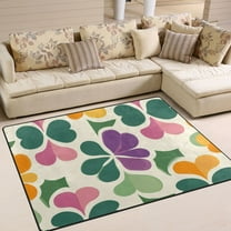 Yayeee Area Rugs for Living Room 5.2'x4' Indoor Non Slip Washable Bedroom Carpet, Purple Clover Pattern