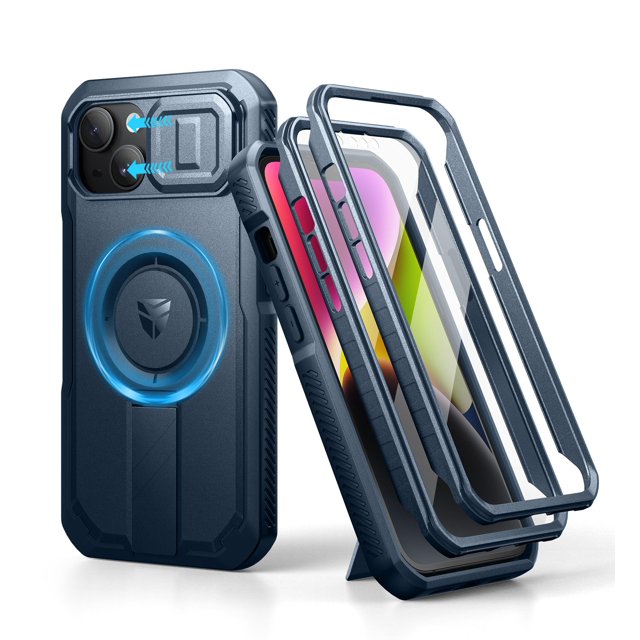 Funda Dexnor para iPhone 13/14 con cámara deslizante, color azul marino
