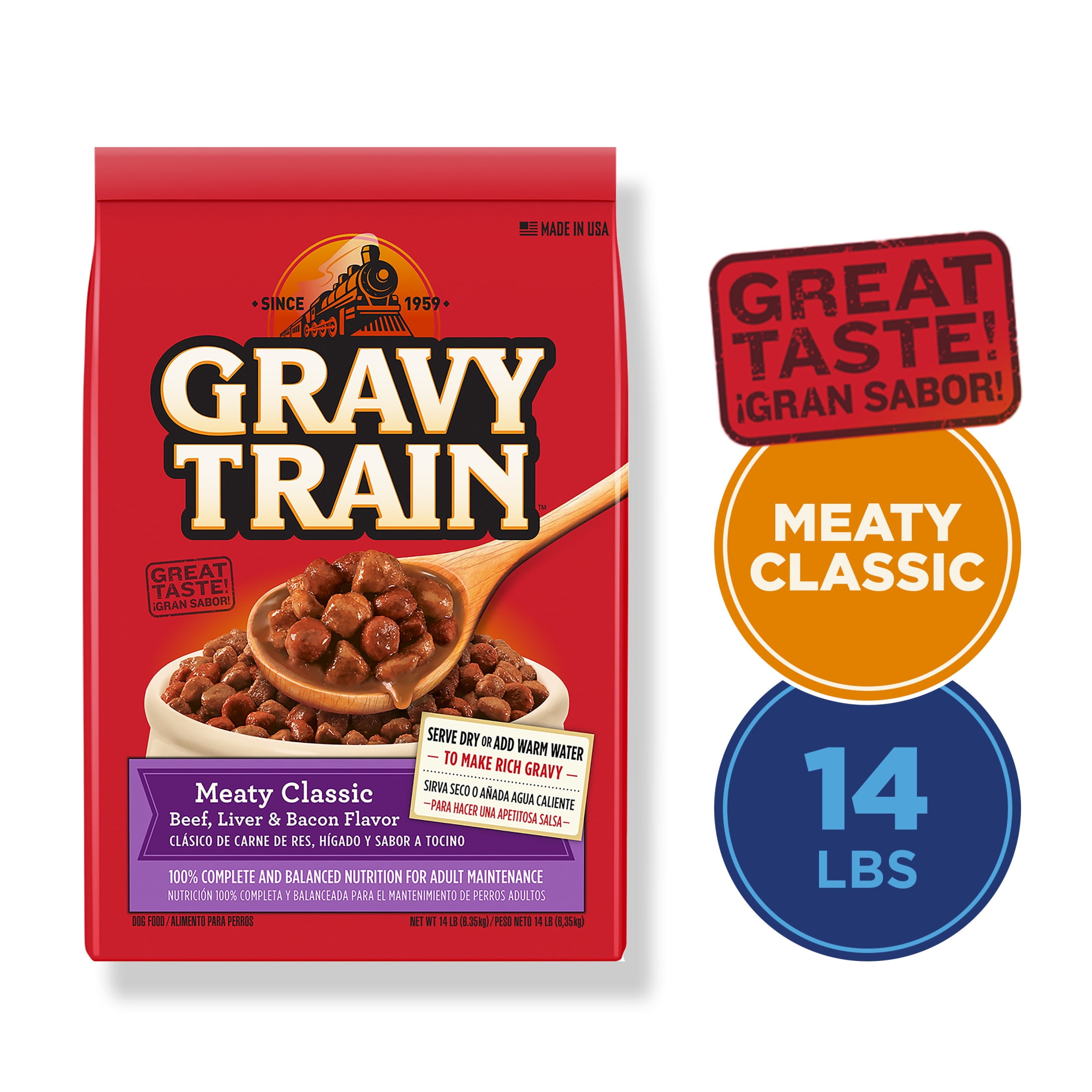 Gravy Train Meaty Classic Beef, Liver & Bacon Flavor Dry Dog Food, 14 lb. Bag