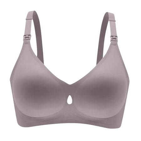 DXOUPM Nursing Bras for Breastfeeding Seamless V Neck Maternity Bra Women Pregnancy Breastfeeding Bra Purple L