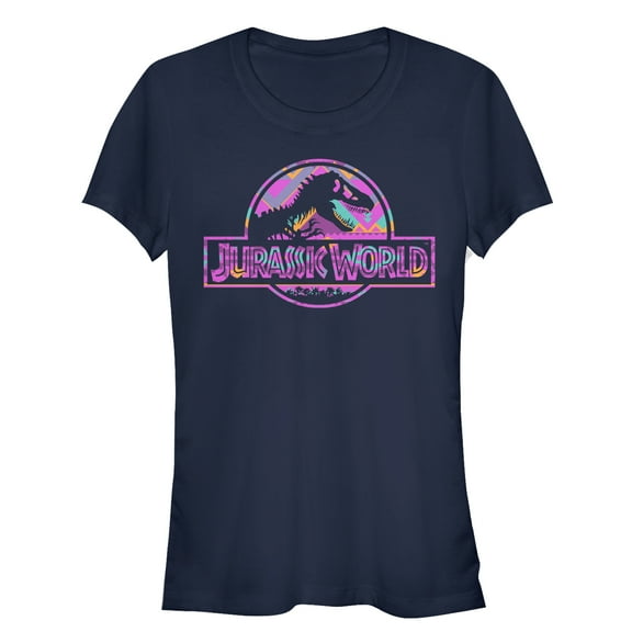 Junior's Jurassic World Geometric Desert Logo  Graphic Tee Navy Blue X Large
