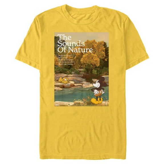 Disney Mickey Mouse Pluto Sounds of Nature Outdoor Earth Day - Short Sleeve Blended T-Shirt for Adults - Customized-Yellow