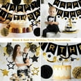 thumbnail image 4 of Black & Gold Birthday Party Decorations - Happy Birthday Banner, Honeycomb Ball, Swirls, Circle Dot Garland, Triangle Flags ,Happy Birthday Party Decorations for Women Men Boys Girls, 4 of 7