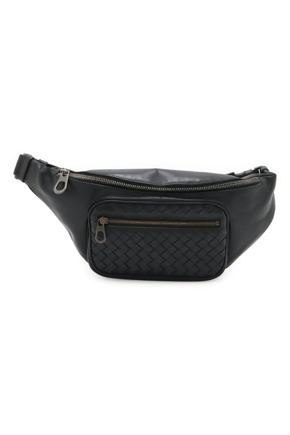 Pre-Owned BOTTEGA VENETA Bottega Veneta Intrecciato Bag Body Waist Pouch Hip Leather Black...