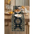 thumbnail image 3 of Boho Floral Black Table Runner 108 Inches Long, Geometric Ethnic Tribe Cotton Linen Table Runners Dresser Scarves, Decorative Fabric Tabletop Scarf Furniture Cover for Home Dinner Party 13"x108", 3 of 9