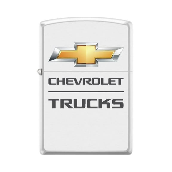 Zippo Lighter -Personalized Customize Message Engrave on Backside for Chevy Chevrolet Trucks Cars Bowties Automobiles White Matte #Z5333