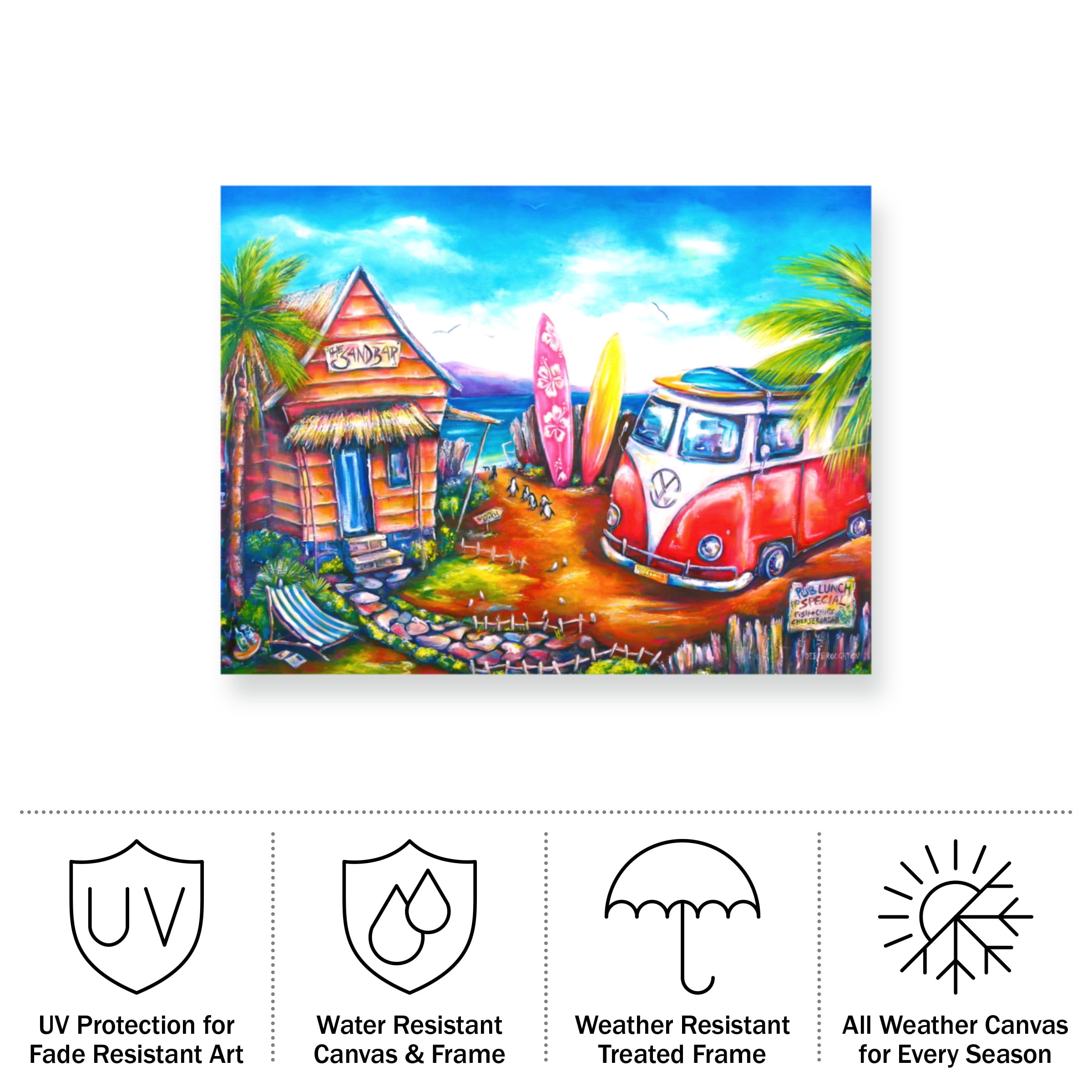 Deborah Broughton 'Surf Bocpenguins' Outdoor Canvas