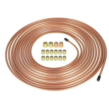 Genrics Copper Nickel Brake Line Tubing Kit 1/4 OD 25 Ft Coil Roll w/ 16 Fittings