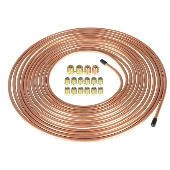 Genrics Copper Nickel Brake Line Tubing Kit 1/4 OD 25 Ft Coil Roll w/ 16 Fittings