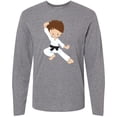 thumbnail image 3 of Inktastic Cute Boy, Brown Hair, Black Belt, Karate Pose Long Sleeve T-Shirt, 3 of 5