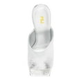 thumbnail image 3 of FSJ Women Comfortable Square Open Toe Wedge High Heels Sandals Slip On Backless Mules Summer Dressy Slides Shoes Size 8 Silver, 3 of 4