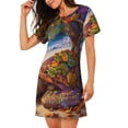 thumbnail image 2 of Naloa Colorful Maple Leaf Beach Turtle Print Women Nightgowns,Womens Loungewear,Short Sleeve Sleepwear,Comfy Ladies Nightdress, 2 of 6
