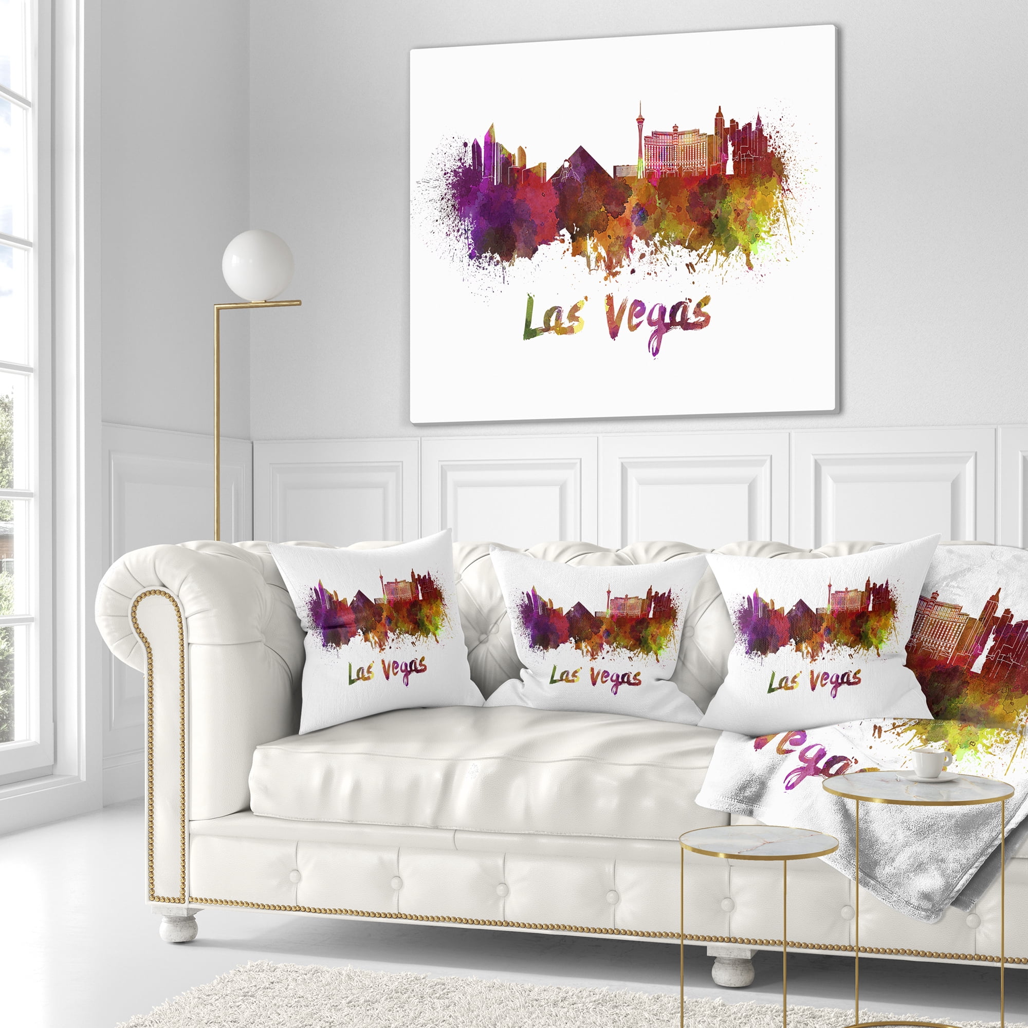 Designart Las Vegas Skyline - Cityscape Throw Pillow - 18x18