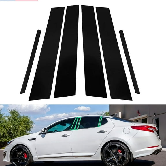 6PCS Glossy Piano Black Pillar Posts Window Covers Trim For 2011-2014 Kia Optima