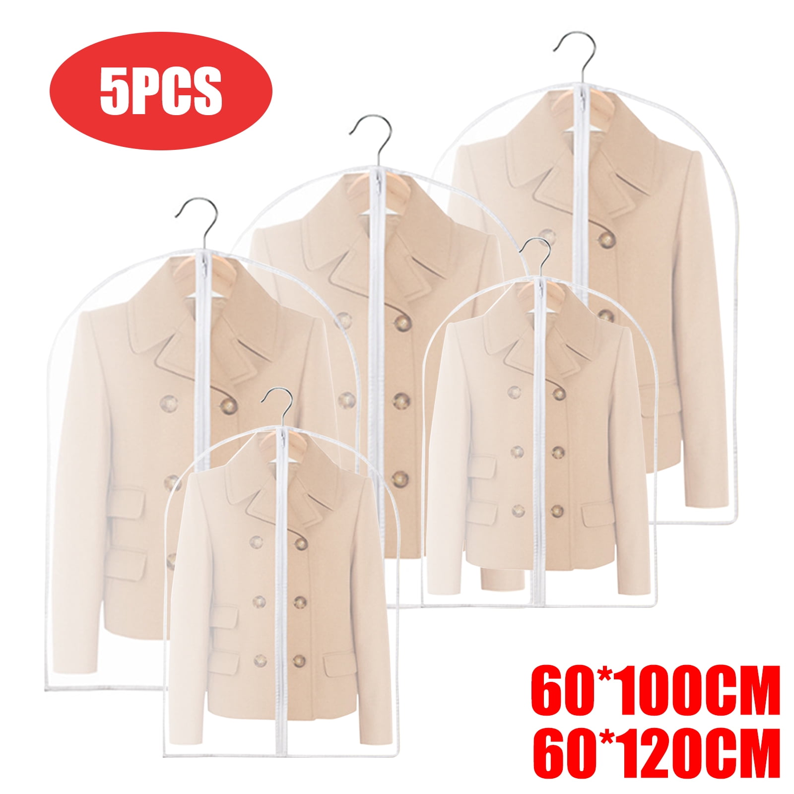EEEKit Hanging Garment Bag Lightweight Suit Bags, 5Pcs Clear Full