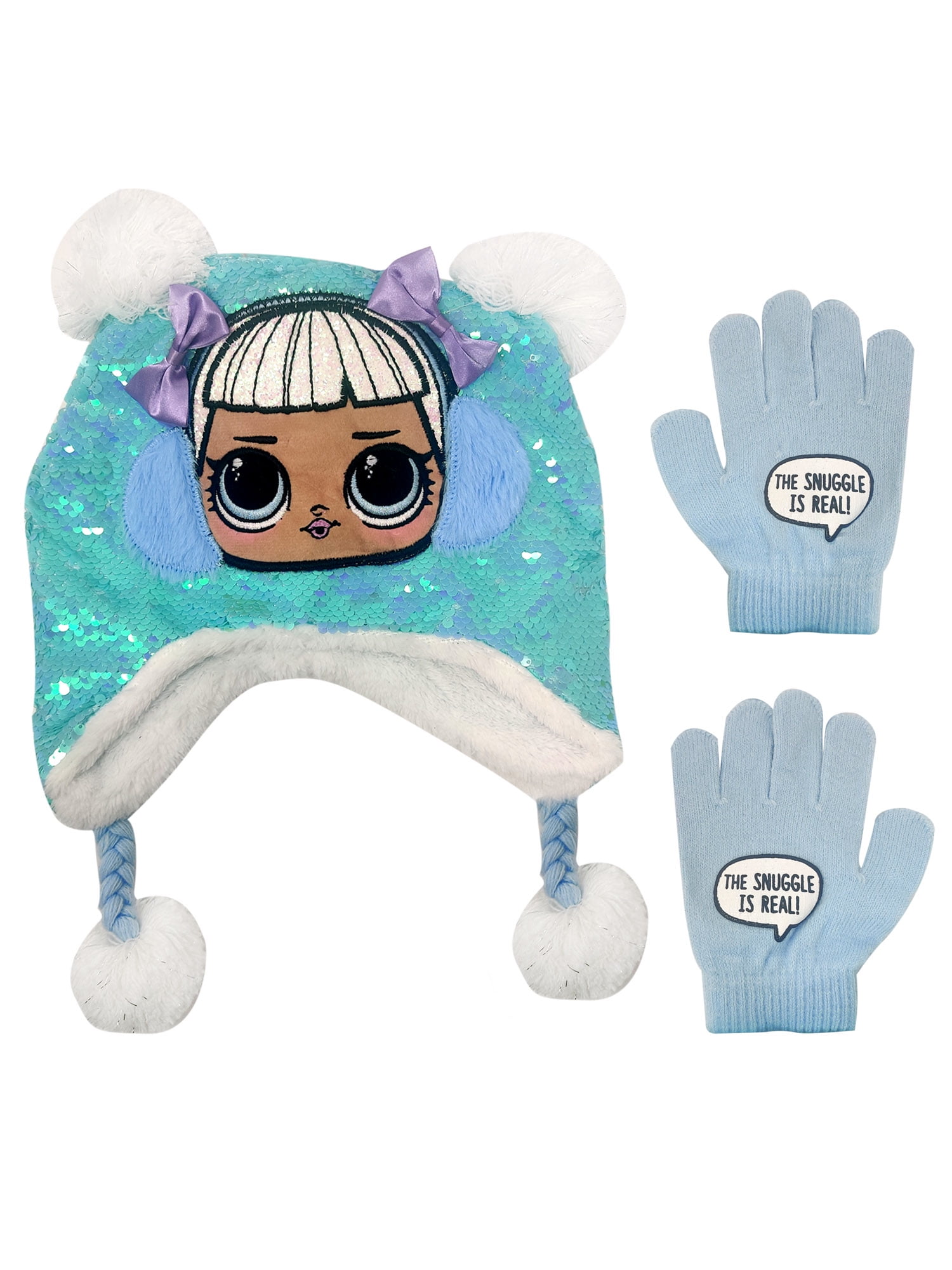 L.O.L Surprise! Girls LOL Surprise! Knit Beanie Hat Gloves Snuggle Is