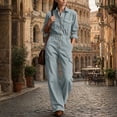 thumbnail image 7 of Edvintorg Jumpsuits for Women Plus Size One Piece Long Sleeve Button Down Romper with Pant Fashion Clothing Women S-3XL Gray, 7 of 7