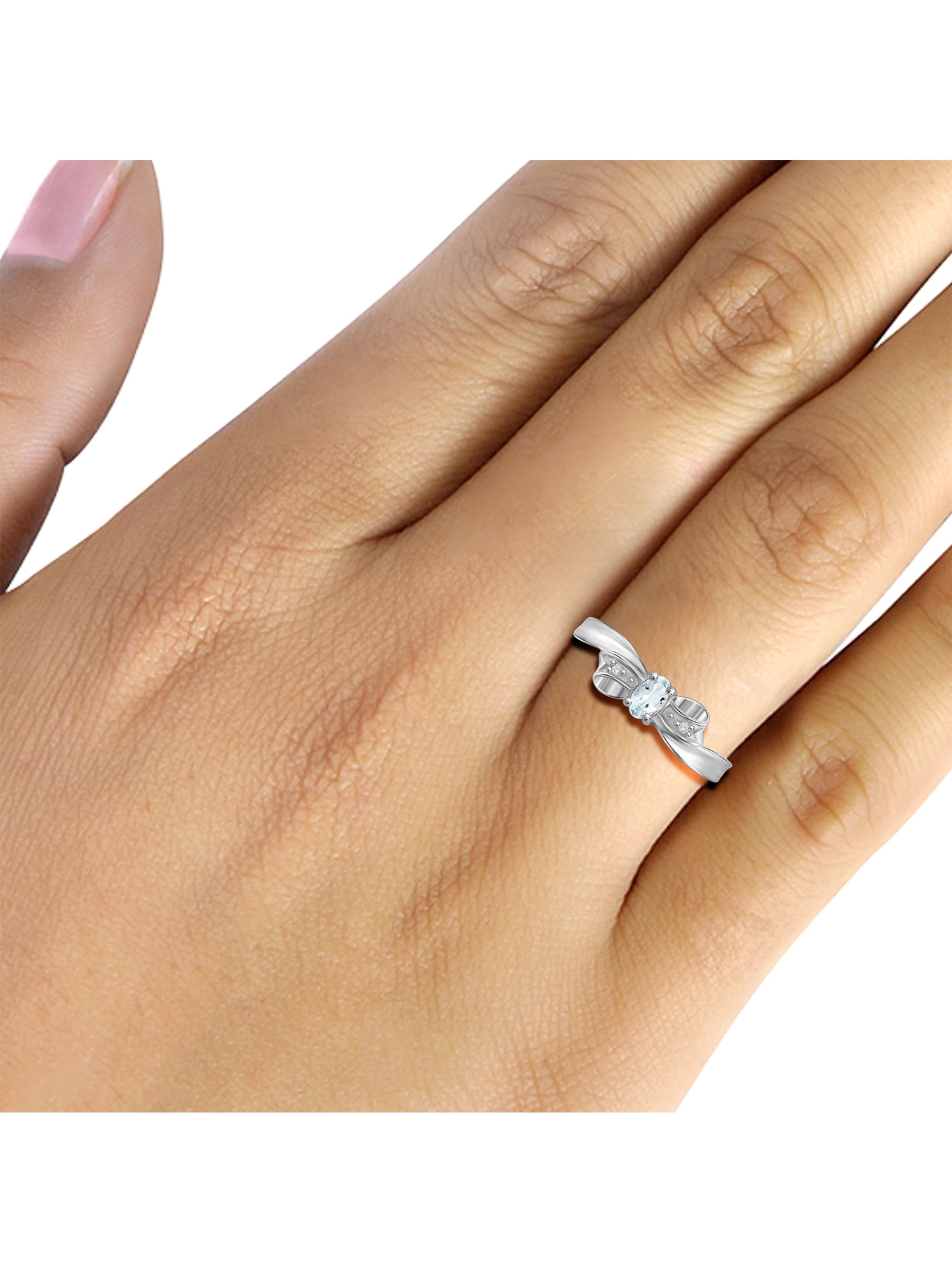 JewelersClub Aquamarine Ring Birthstone Jewelry – 0.25 Carat Aquamarine 0.925 Sterling Silver Ring Jewelry with White Diamond Accent – Gemstone Rings with Hypoallergenic 0.925 Sterling Silver Band