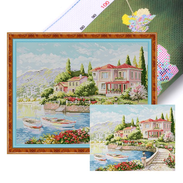 Hilo Algodón Ecológico Bordado Punto Cruz Lago 11CT 66x55cm