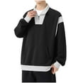 thumbnail image 2 of Blusa y camisa de manga larga con cuello alto para hombre, estilo casual, con bloques de color y bolsillo con cremallera, blusa de manga larga con cuello alto, blusa de poliéster para hombre, 2 of 9