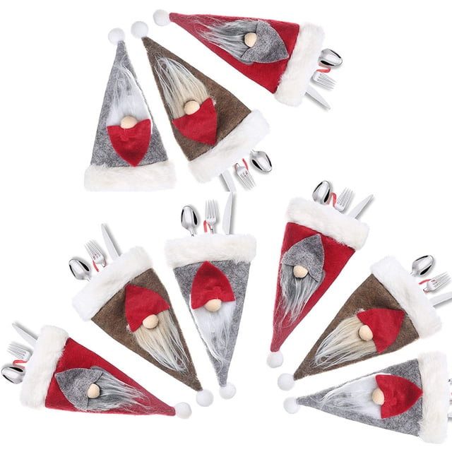 Soportes para cubiertos ZHAOCHENG de gnomo de Navidad 9 piezas caqui rojo gris