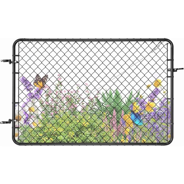 Chain Link Fence Gate x in Adjustable Chain Link Fence Panel Fit .ft (W) x ft (H) Garden Fence Gate Opening Fencing Gate with Plastic Coating for Farm Posts Not I