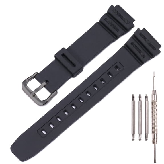 MJSHUN Resin Strap Compatible with Casio AE-1300 AE-1200 F-108 W-216H AE-1000w SGW-300H AQ-S800W W-800H Men's Watch Band Sport Waterproof Silicone Replacement Bracelet 18mm Watch Band