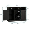 thumbnail image 2 of Farmhouse 42.5" Buffet Cabinet with Prower Outlets, Large Sideboard Storage Cabinet with Wine Rack. Wooden Coffee Bar Cabinet for Kitchen, Black, 2 of 7