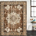 thumbnail image 2 of Brown Boho Shower Curtain, Waterproof Shower Curtains for Bathroom, Retro Western Rustic Ethnic Tribal Patterns Washable Fabric Bathtub Curtain Set Bath Decor with 12 Hooks 72"x78", 2 of 8